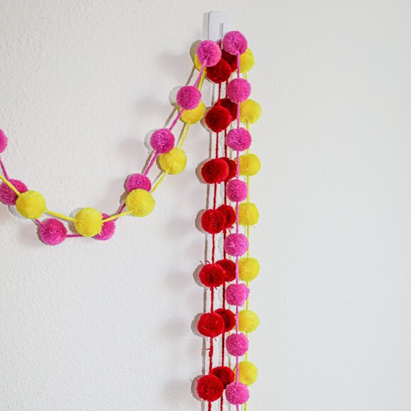 Mexican Handmade Colorful PomPoms Decorative Garland Home Party Festive Decor - Picture 2 of 4